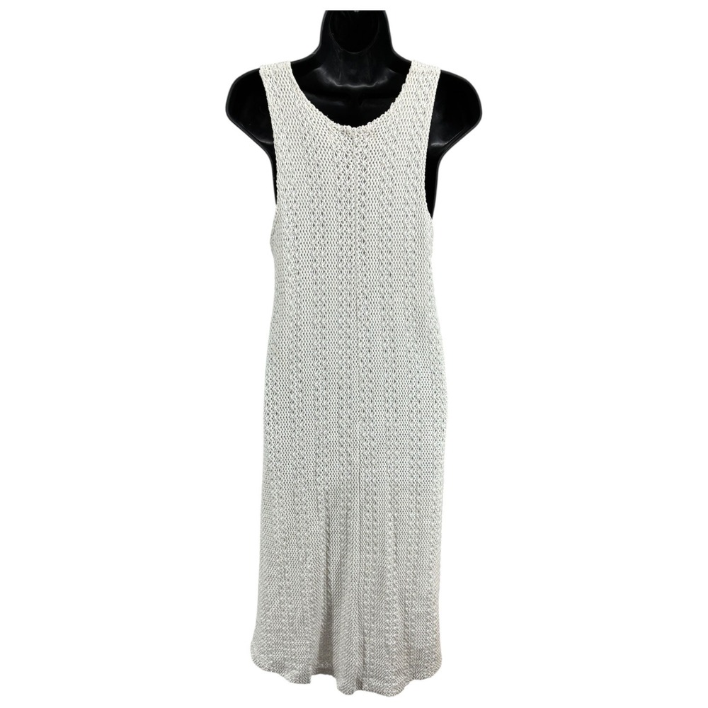 FP Beach White Crochet Knit Hi Low Cover Up Dress Tie Front Lined Size M - Picture 2 of 4